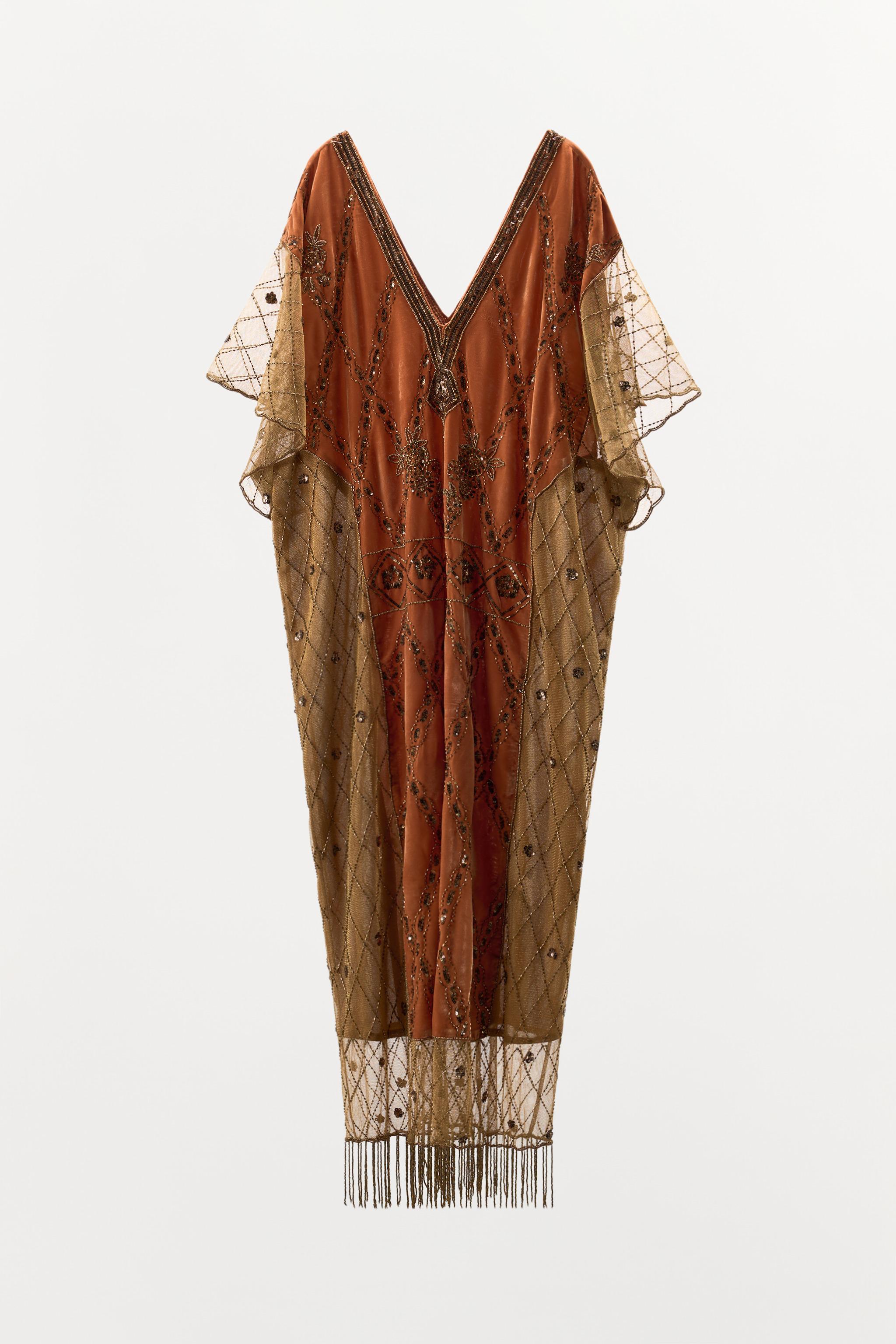 LIMITED EDITION VELVET SEQUIN BEADED COMBINATION DRESS